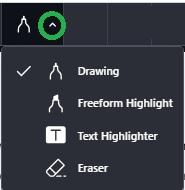 select drawing, highlighter or eraser